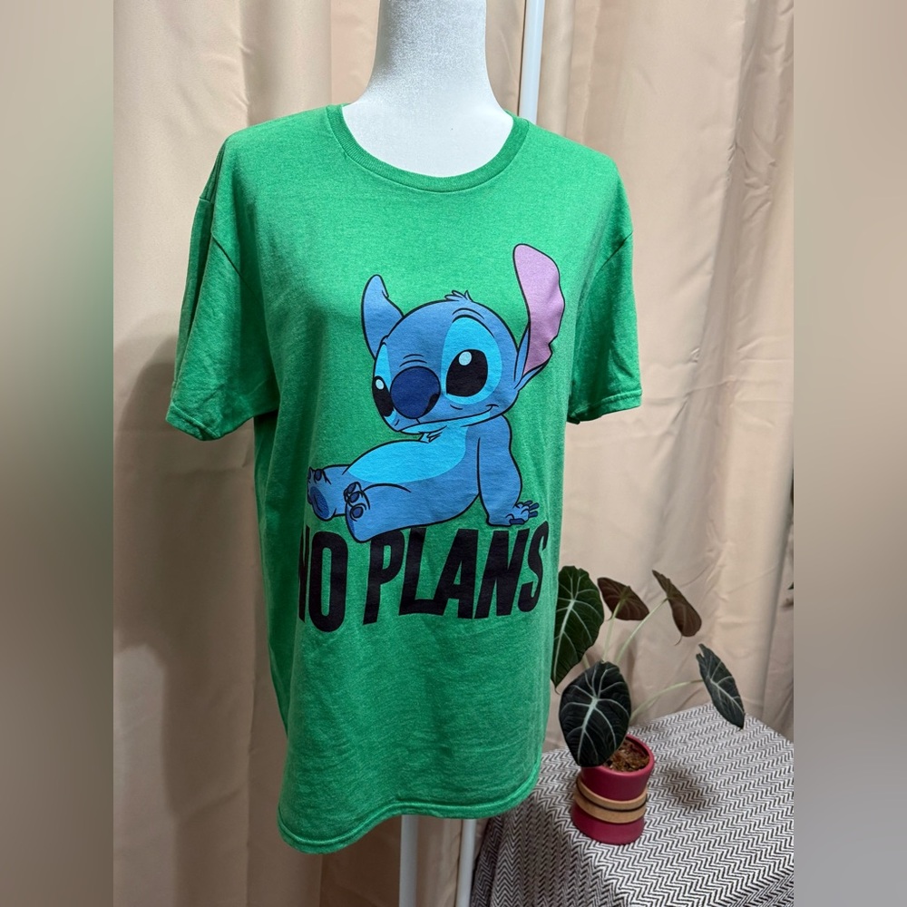 Disney Stitch "No Plans" Graphic Tee - Sage Green - Unisex M - NWOT - Picture 9 of 9